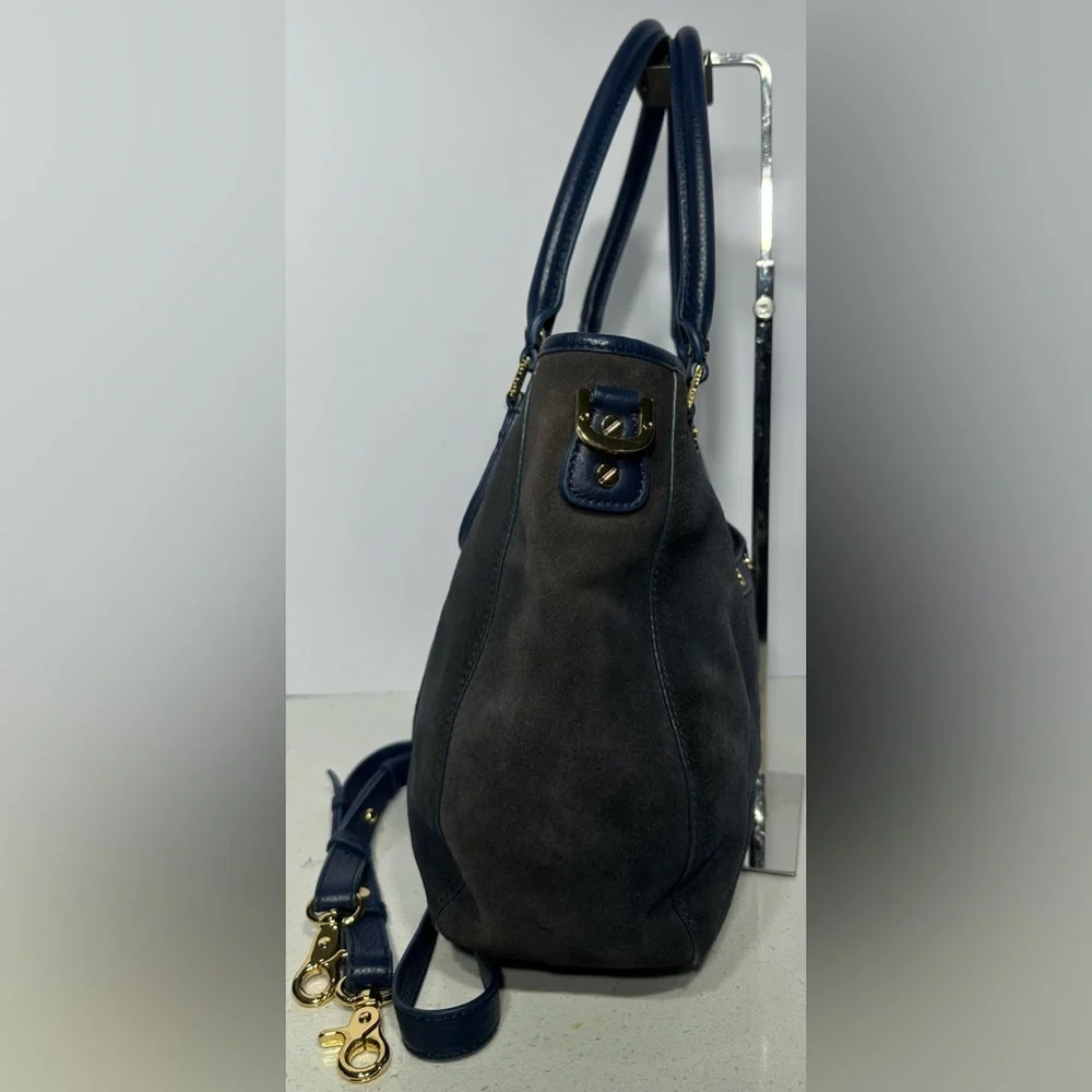 Tory Burch Suede Shoulder Bag with adjustable crossbody strap